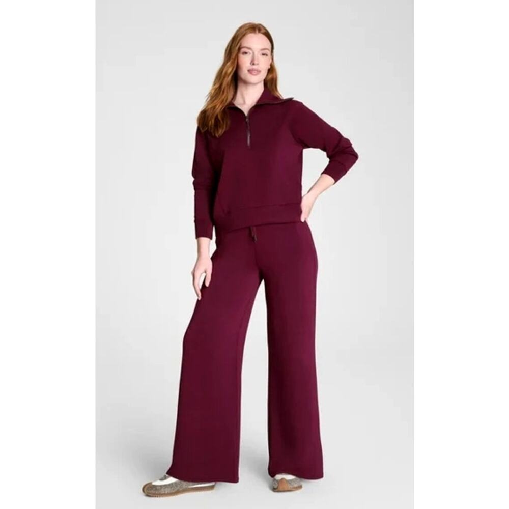 SPANX 2 Piece Set NWT AirEssentials Plume Berry Wide Leg Jogger Set XS